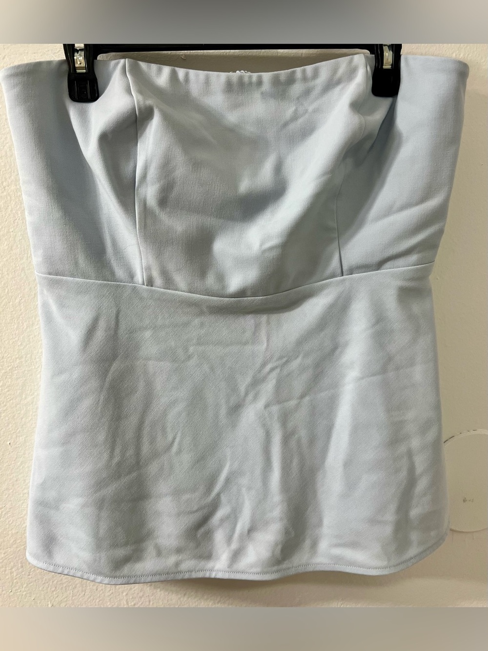 Strapless Light Blue Womenβs Shirt - Elegant Minimalist